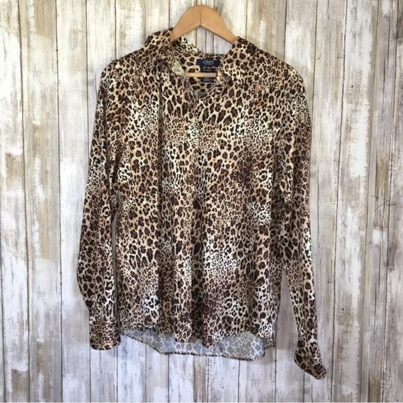 Chaps Tops - Chaps Leopard Button Down